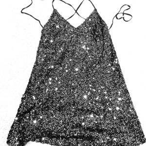 Brand new black-silver sequin cocktail dress